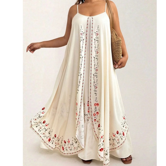 Plus Floral Print Ruffle hem Cami Maxi Dress - Picture 1 of 4